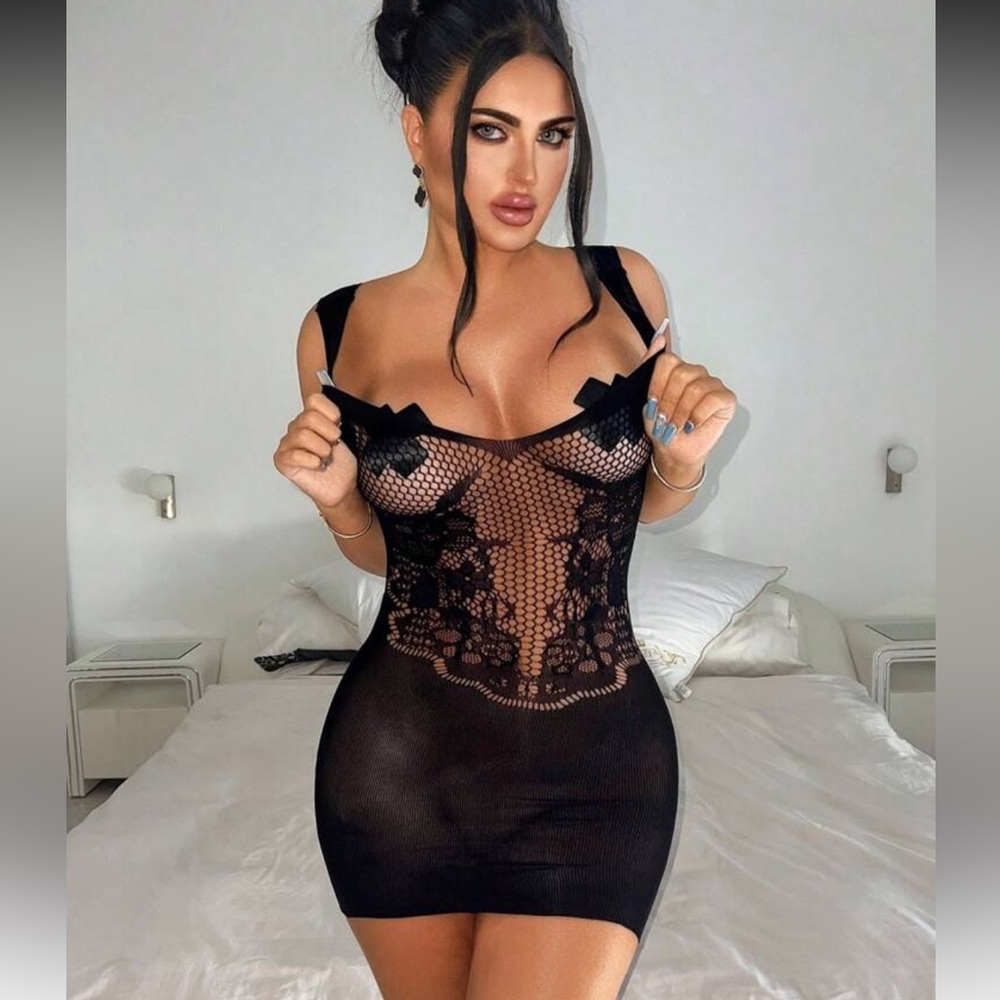 After Hours Edge Fishnet Slip Dress NEW 🏷️